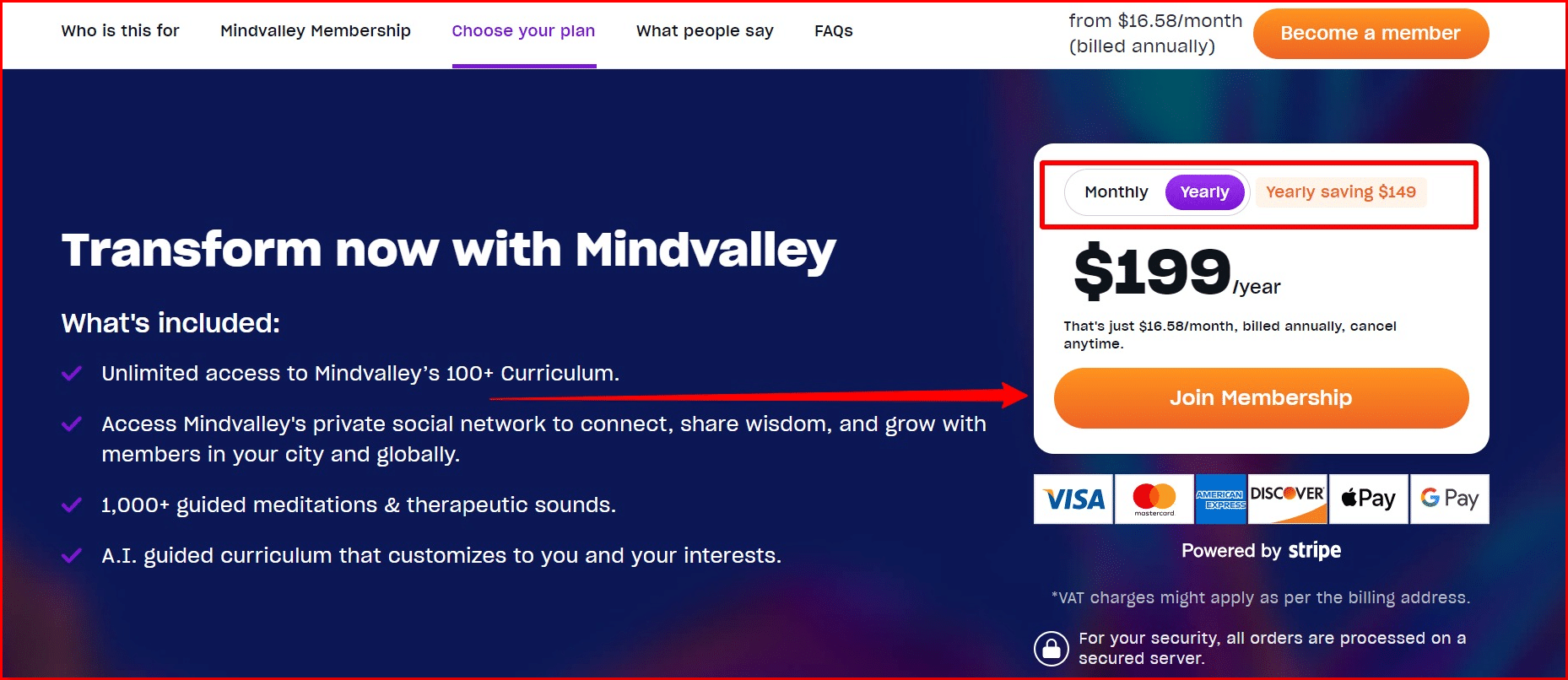 Mindvalley choose plan